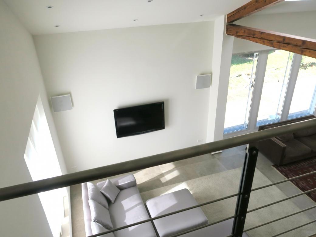 Vista zona TV da soppalco - 7.5 Zimmer Haus in Novazzano
