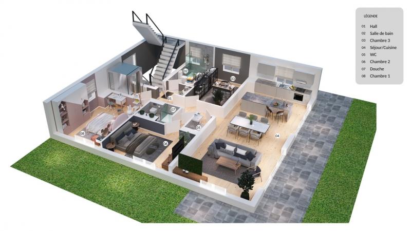 Plan 3D  - 4.5 pièces Appartement en rez-de-chaussée a Etoy