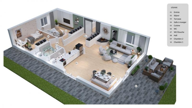 3D Plan rez-de-chaussee - 3.5 pièces Appartement en rez-de-chaussée a Les Collons