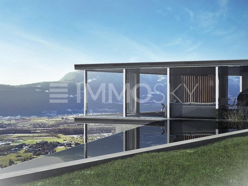 Rendering esterno con vista - Terrain à bâtir à Cugnasco