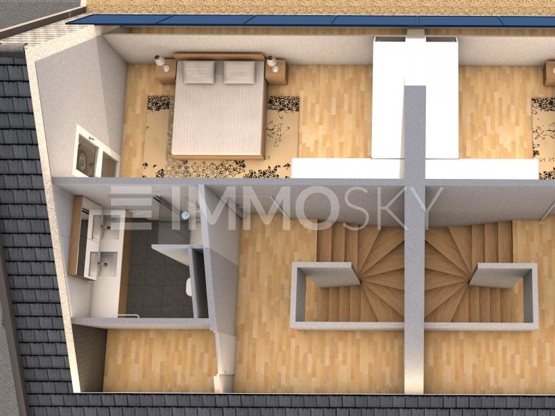 Plan 3D Combles villa C1 et C2 - 5.5 rooms End-terrace house in Delley