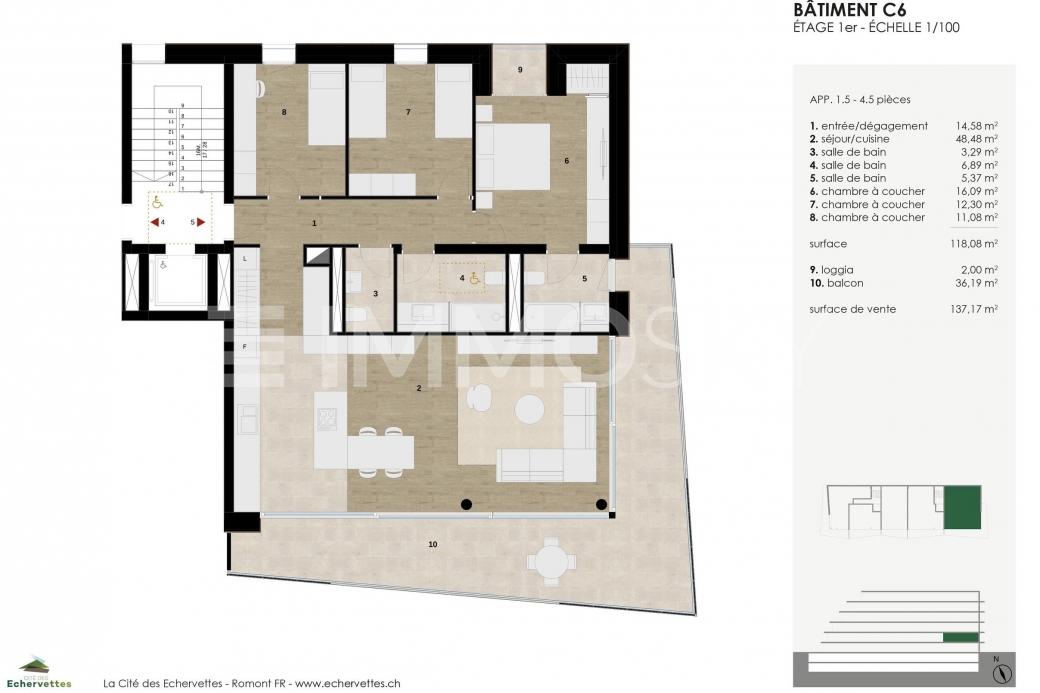 Plans - 4.5 stanze Appartamento a Romont FR