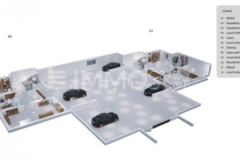 Plan 3 d  A 2 parking - 2.5 stanze Attico a Ovronnaz