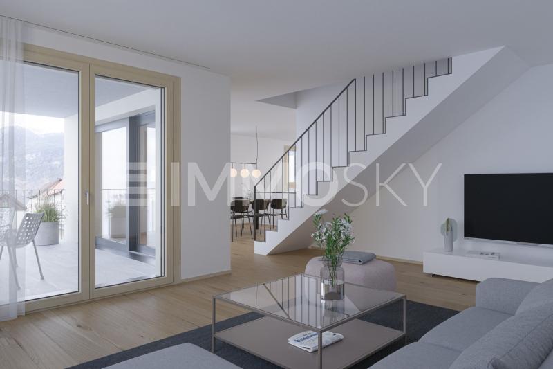 Offener Wohnbereich mit Zugang zum Balkon (Visualisierung) - 4.5 Zimmer Maisonette in Trimmis