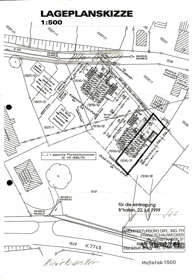 Lageplan Grundstück aus 1999 - 