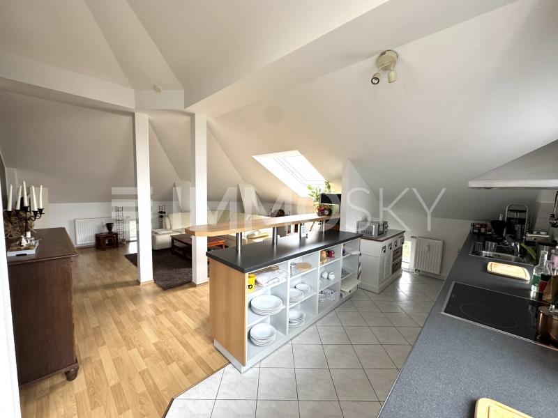 Gemütliches Wohnzimmer mit Bar/Tresen und Einbauküche - 