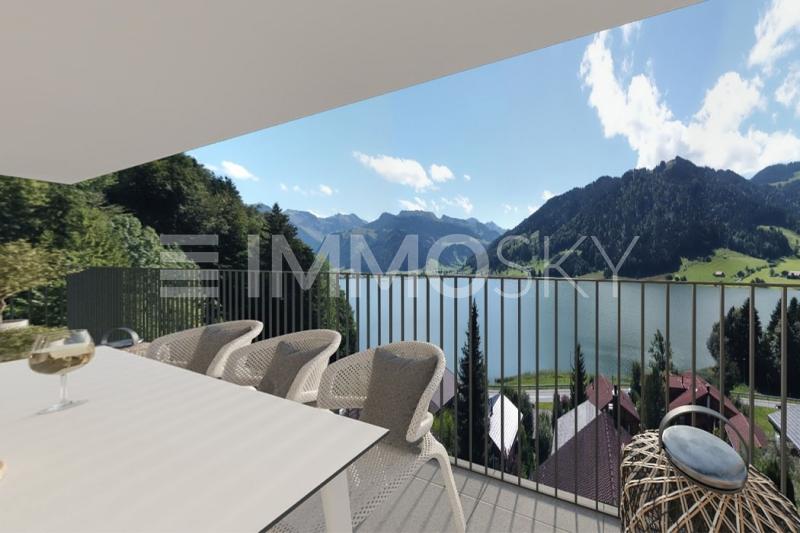 o der Horizont den Tag begrüßt – Ausblick von der Terrasse - 5.5 Zimmer Maisonette in Euthal