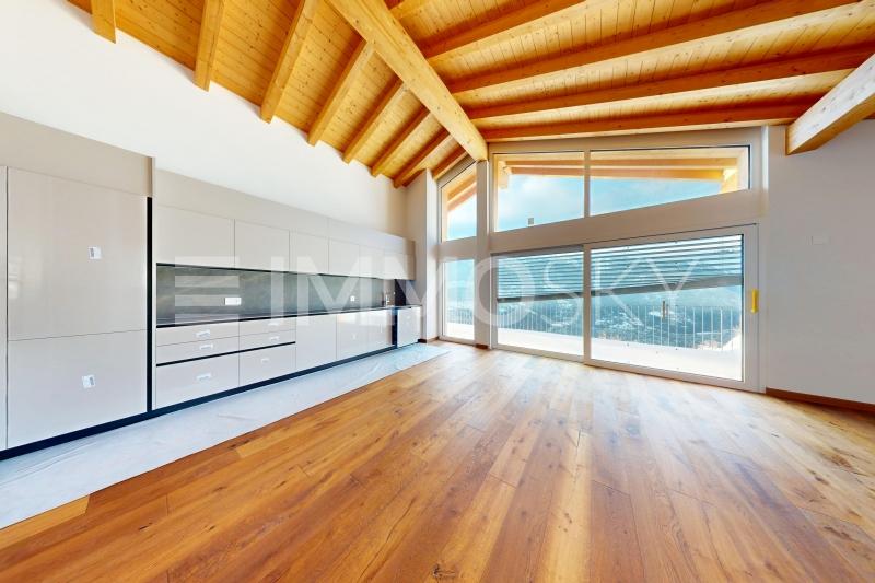 Großes Wohnzimmer mit Aussicht - 4.5 pièces Appartement sous les toits a Erschmatt