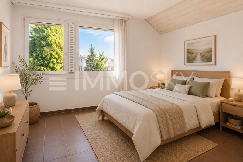 Gemütliches Schlafzimmer (virtuell eingerichtet)  - 4.5 pièces Maison a Rudolfstetten Friedlisberg