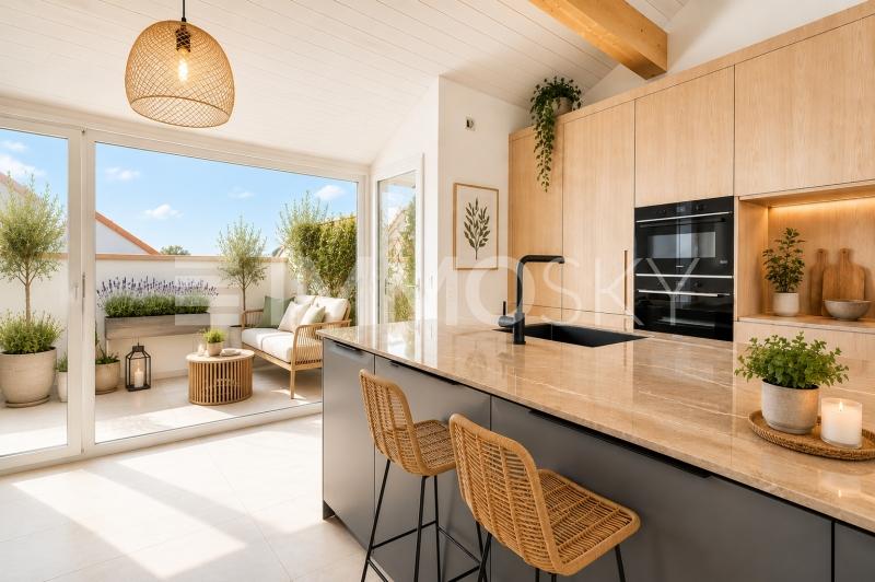 Superbe cuisine lumineuse donnant sur le balcon homestaging - 4.5 pièces Duplex a Sullens