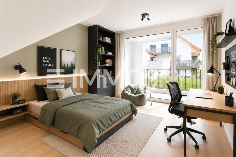 Jolie chambre lumineuse côté jardin homestaging - 4.5 pièces Duplex a Sullens