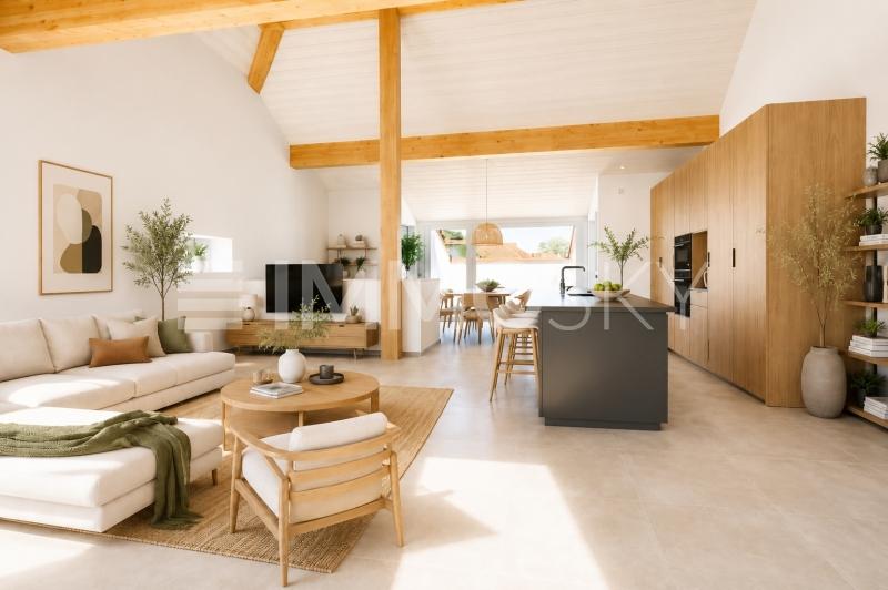 Magnifique pièce de vie avec belle hauteur sous-plafond homestaging - 4.5 pièces Duplex a Sullens