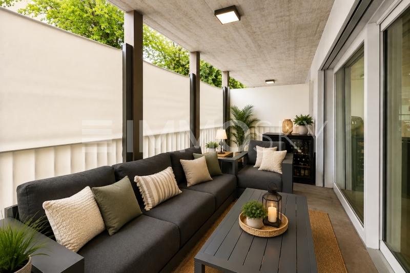 Terrasse courverte confortable - 3.5 pièces Appartement en rez-de-chaussée a Ecublens VD
