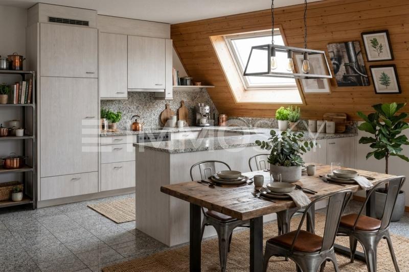 Geräumige Küche mit modernen Geräten - 4 pièces Appartement sous les toits a Höchstetten