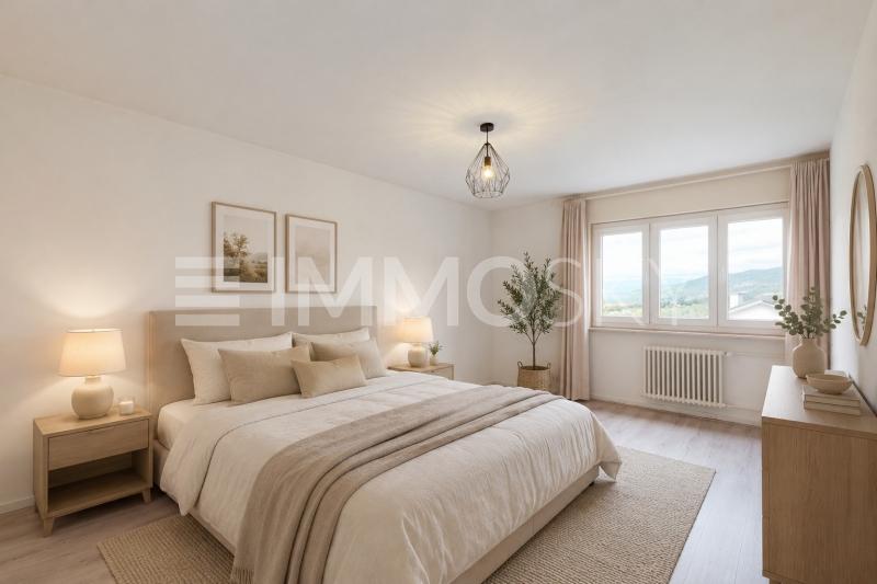 Chambre lumineuse - Home staging - 3.5 Zimmer Etagenwohnung in Chernex