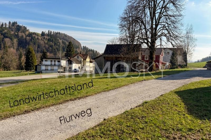 Scheune mit Bezeichnung der Situation - Terreno a Wald ZH