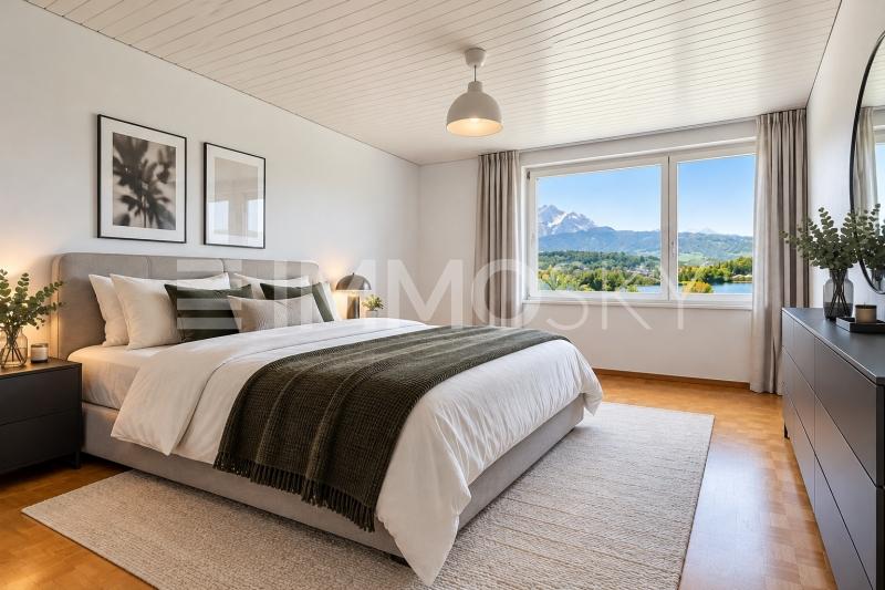 Erholsames Elternschlafzimmer mit Bergblick - 5.5 pièces Maison bifamiliale a Luzern