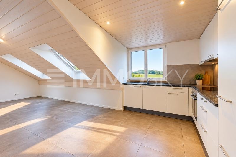 Cuisine moderne et vue sur la nature - 2.5 pièces Appartement en attique a Sugnens