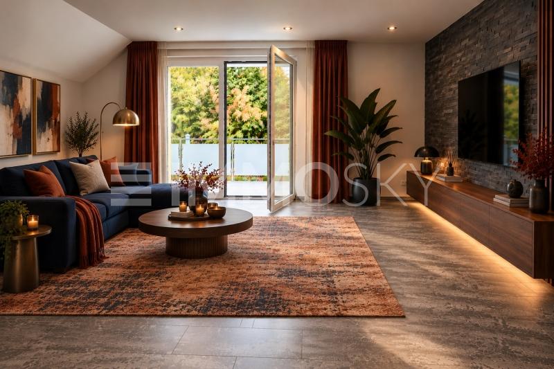 Modernes Wohnzimmer mit Balkon – virtuell möbliert - 4 stanze Appartamento a Mülligen
