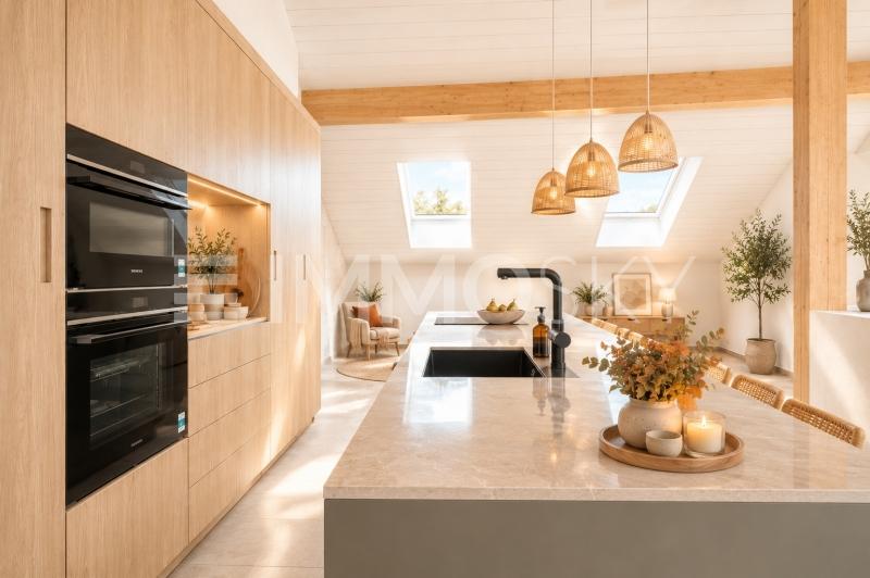 Cuisine scandinave lumineuse sous les combles - 4.5 Zimmer Maisonette in Sullens